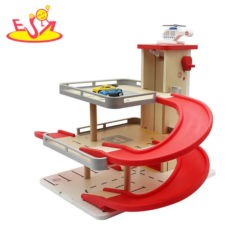 Educational Pretend Play Simulation 3 Floors Wooden Car Garage Toy For Kids W04B122